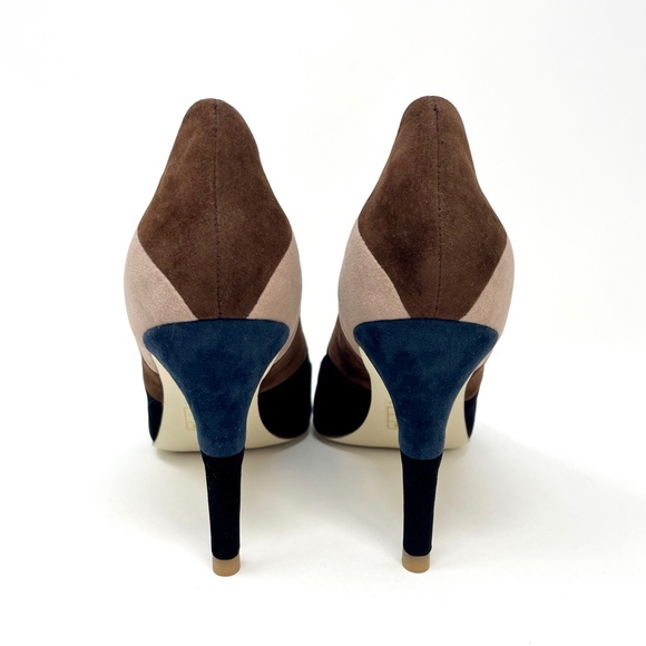 🆕 Billy Ella Patchwork Heel Size 10 Suede Leather Pointed Toe Colorblock Pump - Picture 9 of 13
